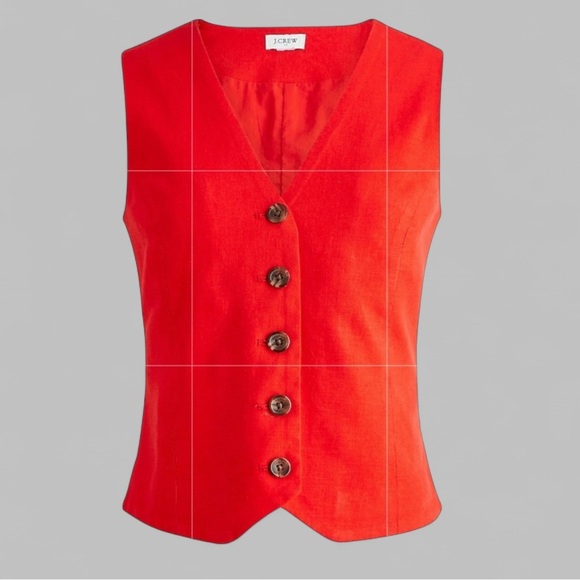 J.Crew-Button-front linen-blend vest, red size 6-NWT - Picture 1 of 15